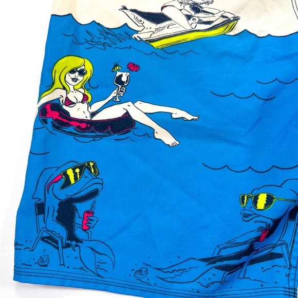 Quiksilver Lake Haveabrew Board Shorts 32 Boats Jetski Shrimp Sexy Girls Yacht - Picture 9 of 11